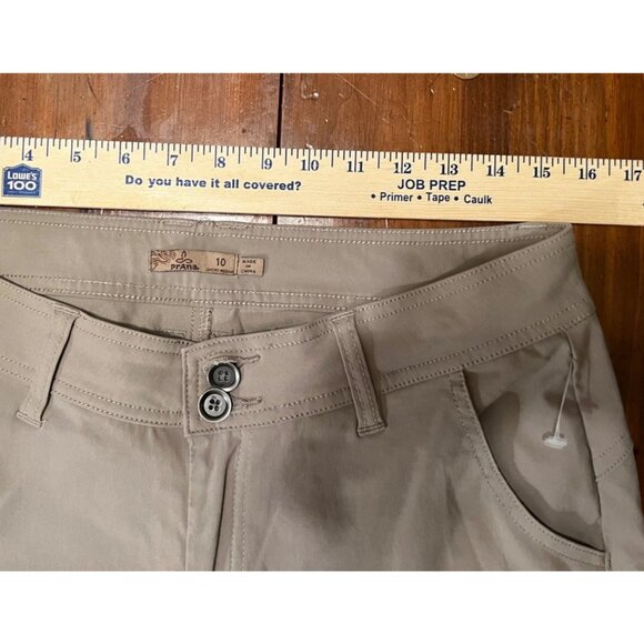 Prana tan women's outdoor, lightweight hiking pants sz10, flat front, adjustable - Picture 7 of 9